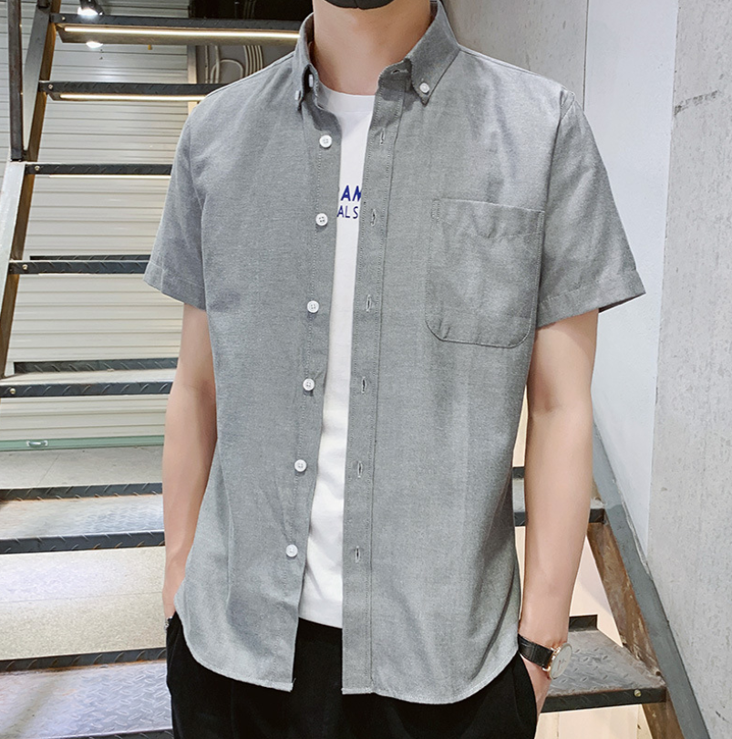 New Oxford Shirts Men Short Sleeve Cotton Men Dress Shirts with Pocket Casual Office Shirt Sales