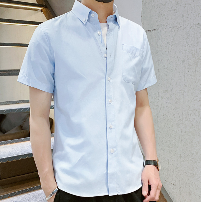 New Oxford Shirts Men Short Sleeve Cotton Men Dress Shirts with Pocket Casual Office Shirt Sales
