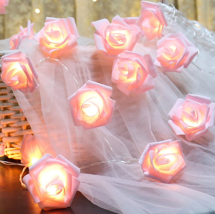 Rose Flower LED String Lights Battery Operated Christmas Lights For Valentine Wedding Home Decor