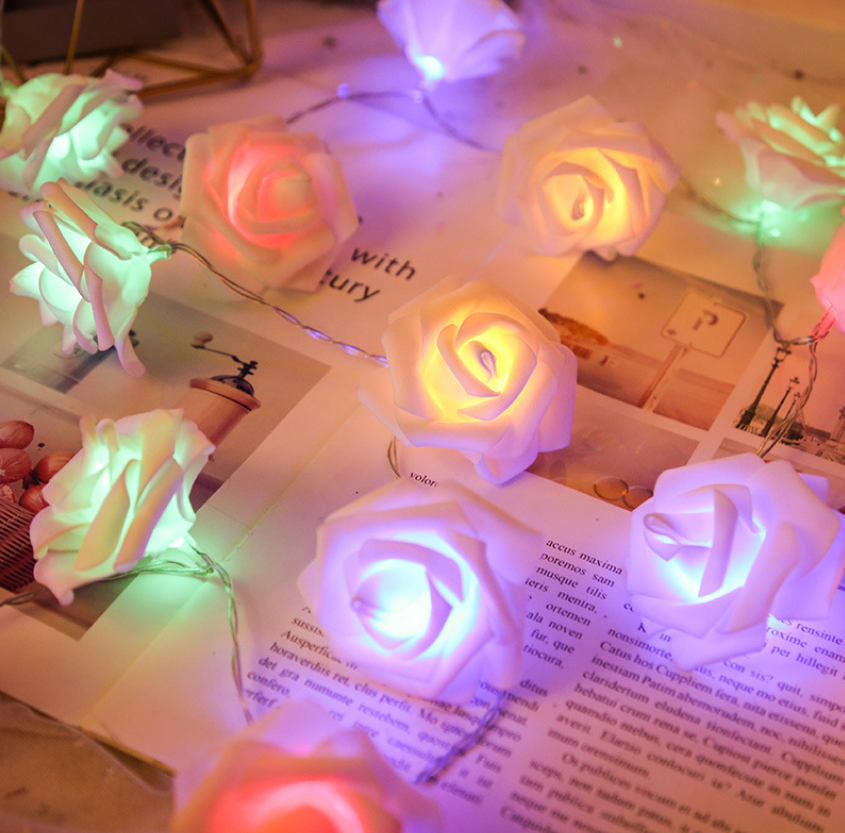 Rose Flower LED String Lights Battery Operated Christmas Lights For Valentine Wedding Home Decor