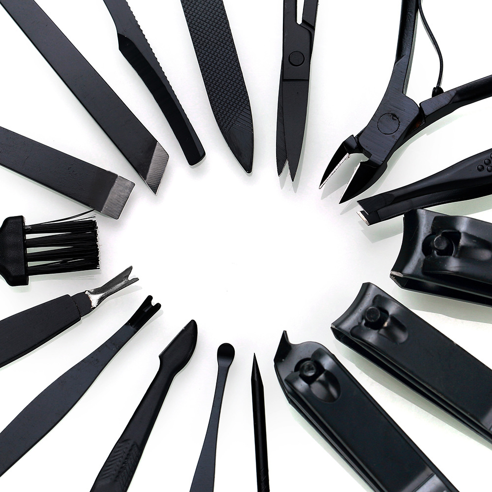 16Pcs Nail Cutter Stainless Steel Scissors Grooming kit Art Cuticle Tools Nail Clipper Manicure Set Macaron Set
