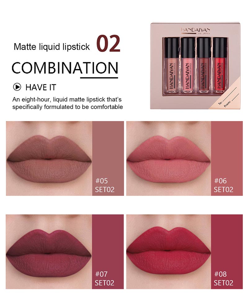 New 4Pcs Matte Lipgloss Tint Long Lasting Waterproof Moisturizer Lip Gloss Makeup Lipsticks Set Sale