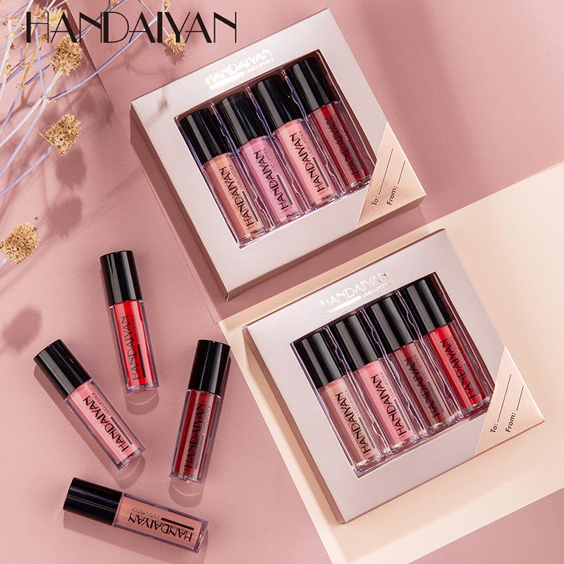 New 4Pcs Matte Lipgloss Tint Long Lasting Waterproof Moisturizer Lip Gloss Makeup Lipsticks Set Sale