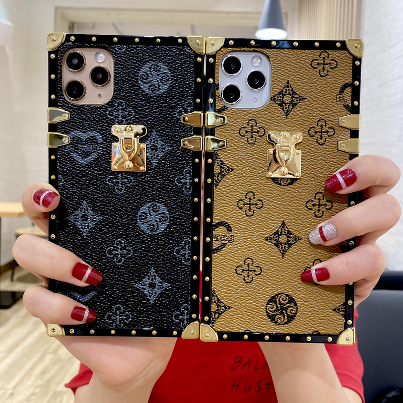 Luxury Square PU Leather Case For iPhone Huawei Samsung Cases Geometric LV Vintage Phones Covers