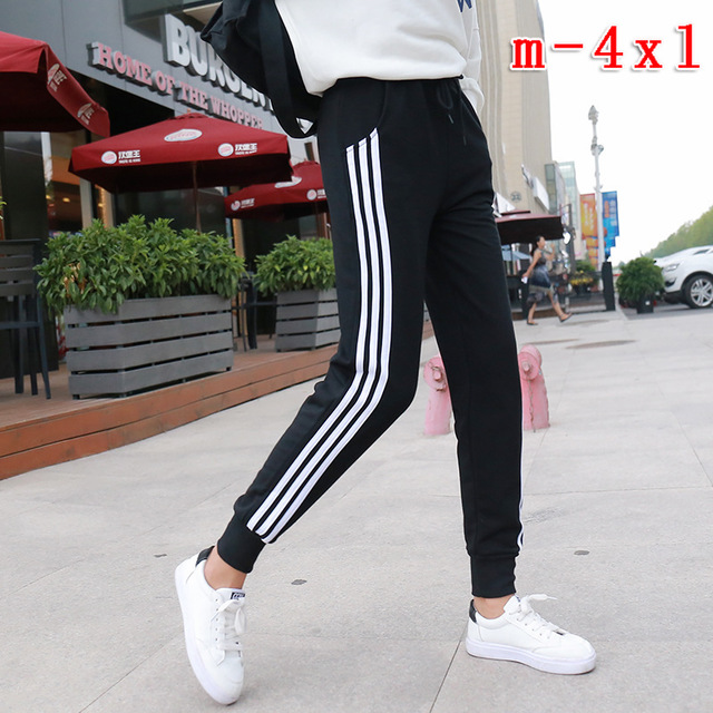 New Women Trousers 3 Striped Sweatpants Sports Soft Fitness Long Pants Plus Size Trousers