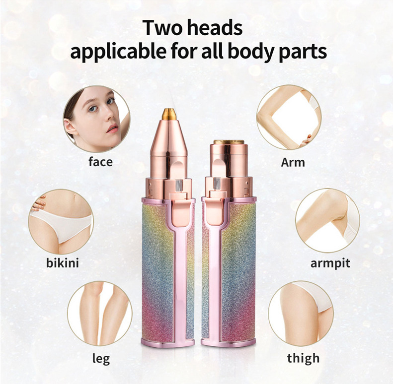 2 In 1 Electric Eyebrow Trimmer Makeup Painless Epilator Mini Shaver Razors Facial Body Hair Remover