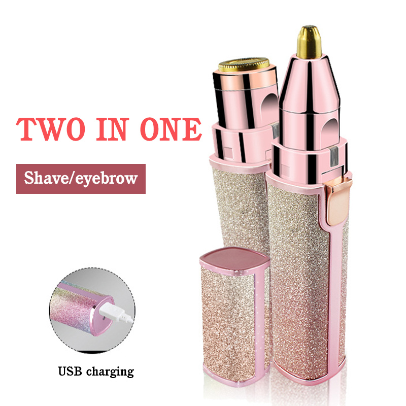 2 In 1 Electric Eyebrow Trimmer Makeup Painless Epilator Mini Shaver Razors Facial Body Hair Remover