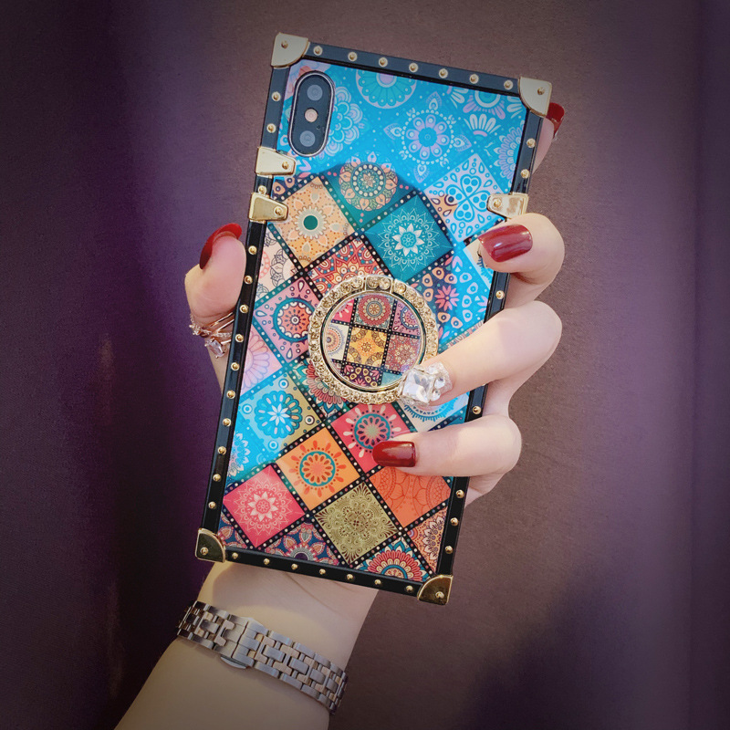 Luxury 3D Bracket Ring Square Phone Case Silicone Cases For infinix Tecno iPhone 7 Samsung Huawei OPPO Phones Covers