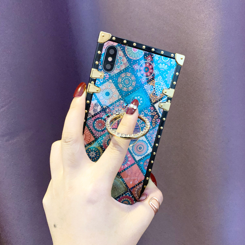 Luxury 3D Bracket Ring Square Phone Case Silicone Cases For infinix Tecno iPhone 7 Samsung Huawei OPPO Phones Covers