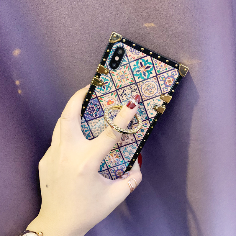 Luxury 3D Bracket Ring Square Phone Case Silicone Cases For infinix Tecno iPhone 7 Samsung Huawei OPPO Phones Covers