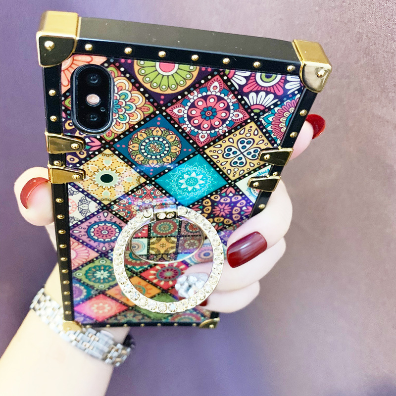 Luxury 3D Bracket Ring Square Phone Case Silicone Cases For infinix Tecno iPhone 7 Samsung Huawei OPPO Phones Covers