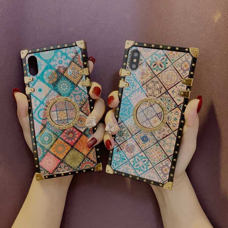Luxury 3D Bracket Ring Square Phone Case Silicone Cases For infinix Tecno iPhone 7 Samsung Huawei OPPO Phones Covers