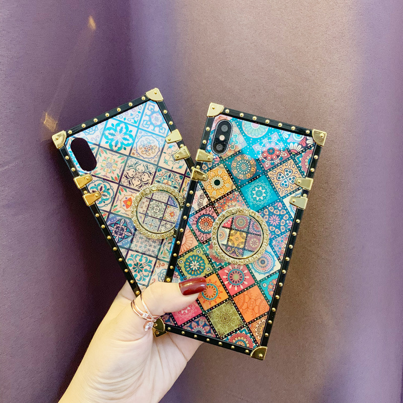 Luxury 3D Bracket Ring Square Phone Case Silicone Cases For infinix Tecno iPhone 7 Samsung Huawei OPPO Phones Covers