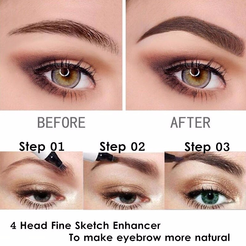 New Waterproof Natural Eyebrow Pen Four-claw Eye Brow Tint Fork Tip Eyebrow Tattoo Pencil Makeup