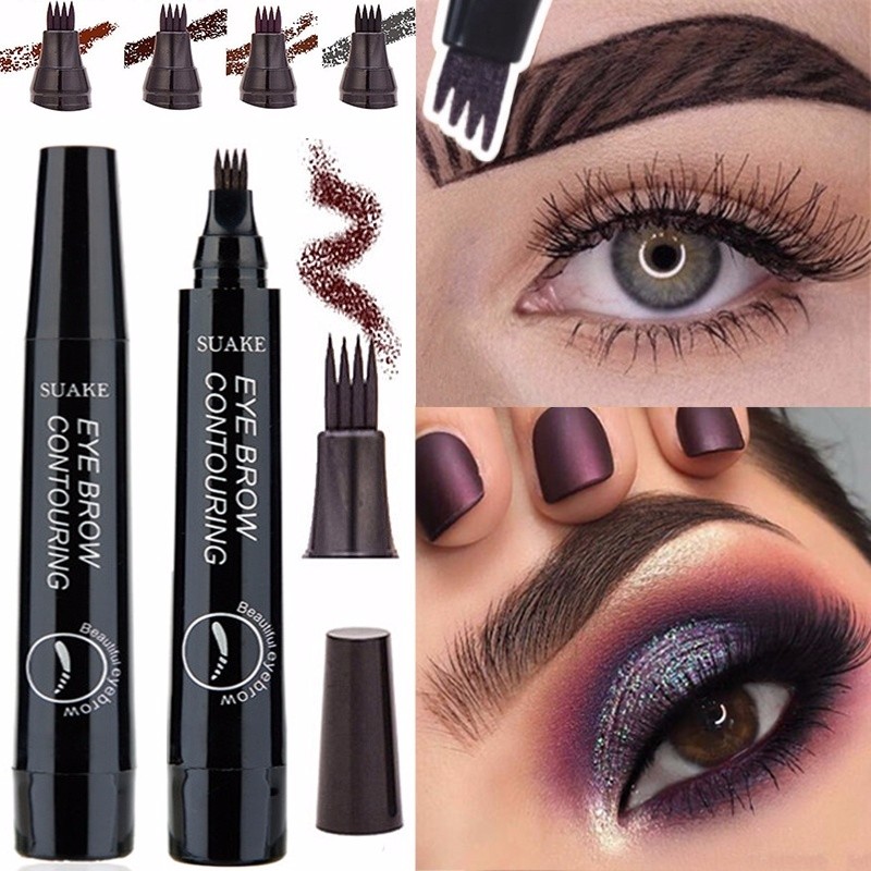 New Waterproof Natural Eyebrow Pen Four-claw Eye Brow Tint Fork Tip Eyebrow Tattoo Pencil Makeup