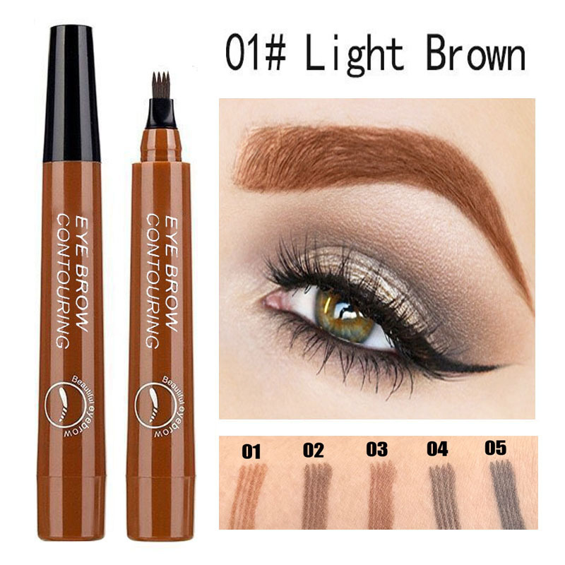 New Waterproof Natural Eyebrow Pen Four-claw Eye Brow Tint Fork Tip Eyebrow Tattoo Pencil Makeup