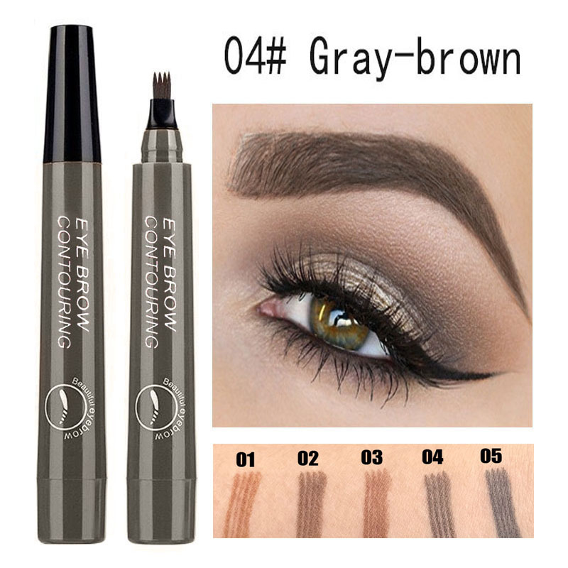 New Waterproof Natural Eyebrow Pen Four-claw Eye Brow Tint Fork Tip Eyebrow Tattoo Pencil Makeup