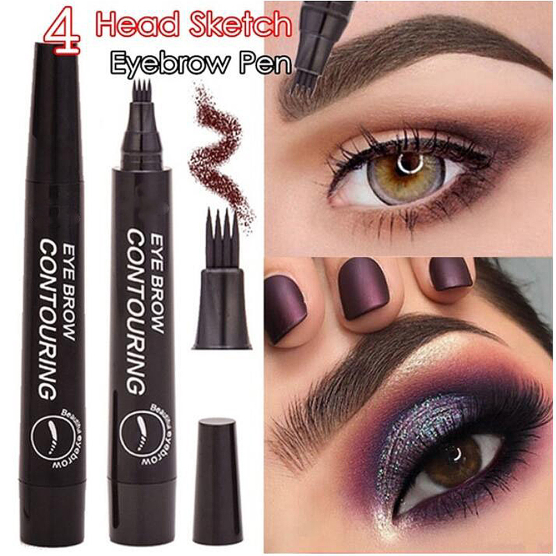 New Waterproof Natural Eyebrow Pen Four-claw Eye Brow Tint Fork Tip Eyebrow Tattoo Pencil Makeup