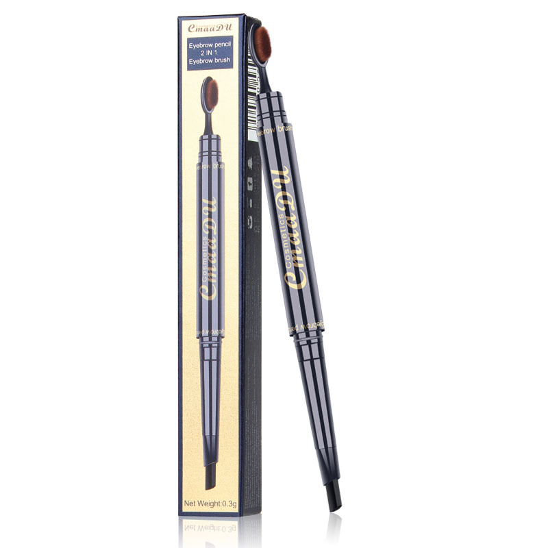 Double Eyebrow Pen with Brush Toothbrush Head Eyebrow Pencil Waterproof Long Lasting Makeup