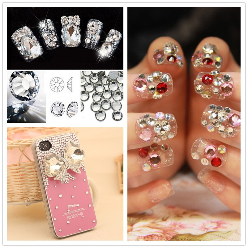 12Grid /Set 1440Pcs AB Crystal Rhinestone Diamond Gem 3D Glitter Nail Art Decoration Stick On Nails
