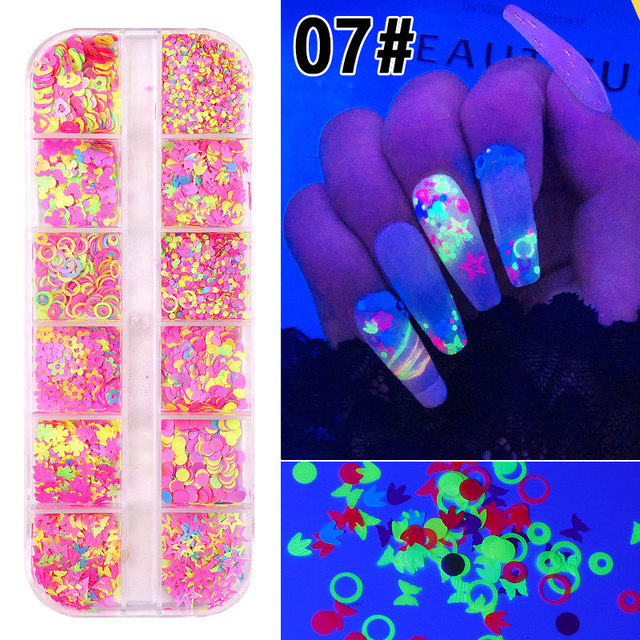 12 Grid/Set Holographic Nail Glitter Sequins Sparkly 3D Thin Butterfly Decor Nail Art Stick on Nails