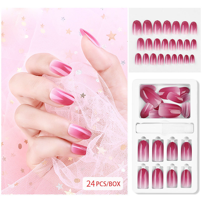 24Pcs Fake Nails With Jelly Glue Tools Long Nail Tips False Nails Stick On Nails Sales