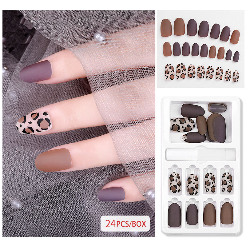 24Pcs Fake Nails With Jelly Glue Tools Long Nail Tips False Nails Stick On Nails Sales