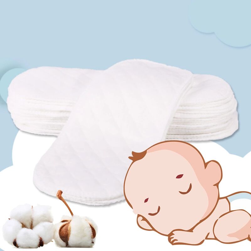 8Pcs New Reusable Baby Diapers Cloth Diaper Inserts 3 Layer Insert 100% Cotton Washable Baby Care