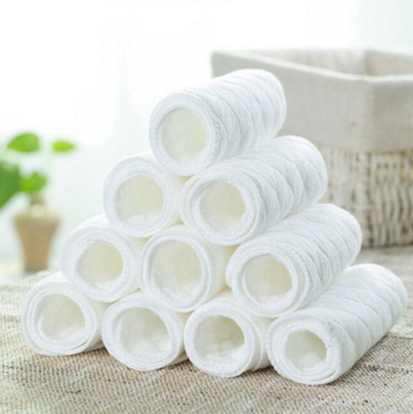 8Pcs New Reusable Baby Diapers Cloth Diaper Inserts 3 Layer Insert 100% Cotton Washable Baby Care