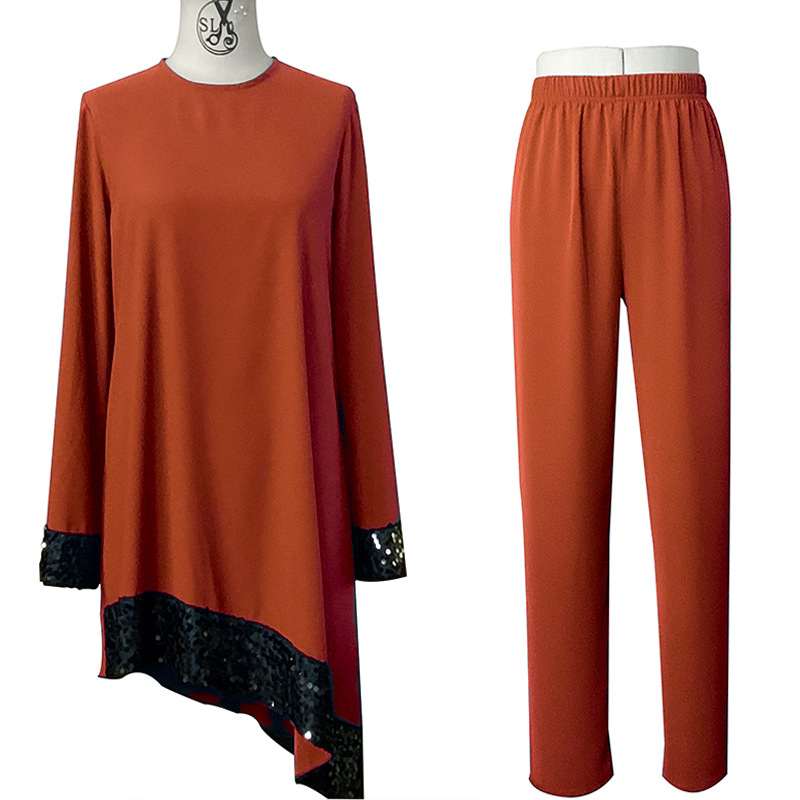 Elegant Two Pieces Sets Muslim Suits Sequined Abaya Ramadan Islam Clothing Muslim Clothes Sales