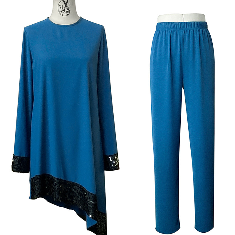 Elegant Two Pieces Sets Muslim Suits Sequined Abaya Ramadan Islam Clothing Muslim Clothes Sales