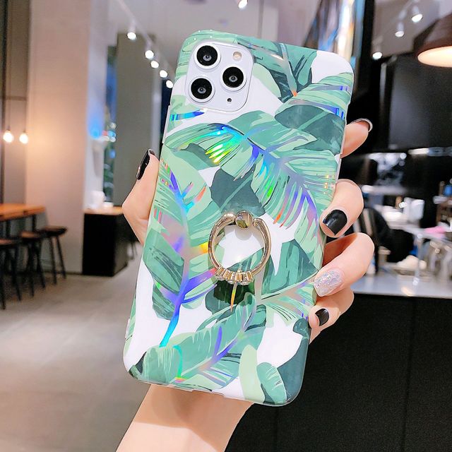 New Laser Floral Phone Cases Glitter Ring Case For iPhone Samsung Phones Covers Sales