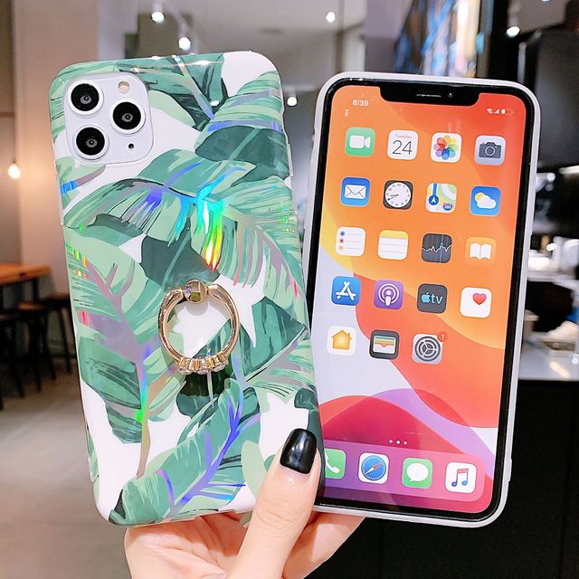 New Laser Floral Phone Cases Glitter Ring Case For iPhone Samsung Phones Covers Sales