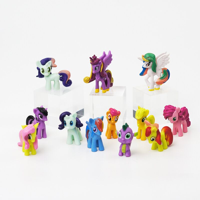 12pcs Cute Little Horse Toys Pony Action Figures Horse Model For Children Toys Gift Cake Decoration