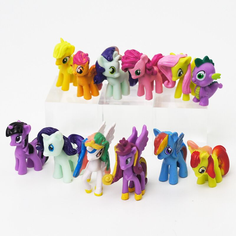 12pcs Cute Little Horse Toys Pony Action Figures Horse Model For Children Toys Gift Cake Decoration