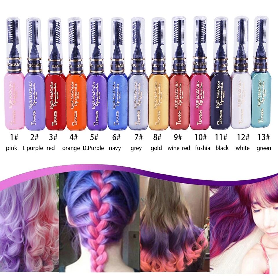One-off Hair Color Dye Temporary Non-toxic DIY Hair Color Mascara Washable One-time Hair Dye Crayons