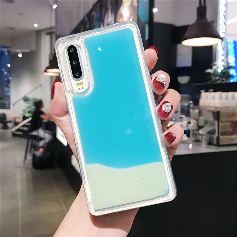 Luminous Quicksand Dynamic Phone Cases For iPhone 7 8 Samsung Huawei Moblie Phones Covers Sales