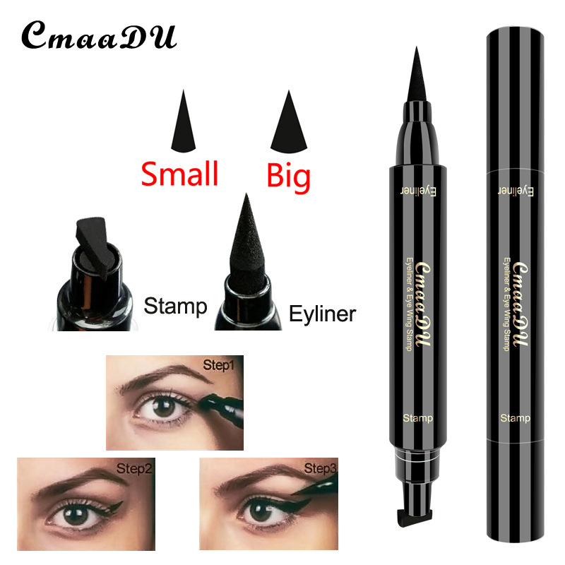 New 2 In1 Eyeliner Stamp Liquid Eyeliner Pencil Makeup Stamps Seal Pen Stamp Waterproof Eyeliner