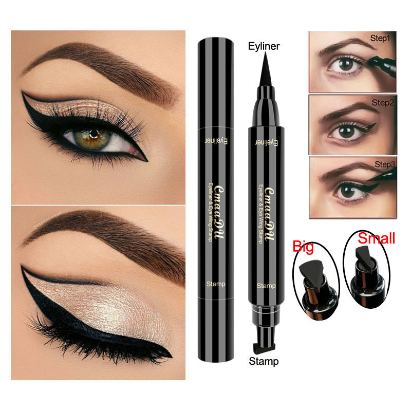 New 2 In1 Eyeliner Stamp Liquid Eyeliner Pencil Makeup Stamps Seal Pen Stamp Waterproof Eyeliner