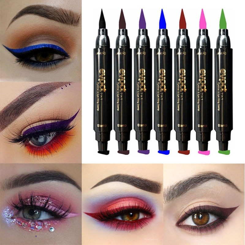 Colorful Long-lasting Liquid Eyeliner Pen Waterproof Fast Dry Pencil Cosmetic Double-ended MakeUp