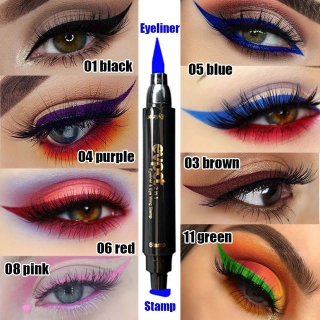 Colorful Long-lasting Liquid Eyeliner Pen Waterproof Fast Dry Pencil Cosmetic Double-ended MakeUp
