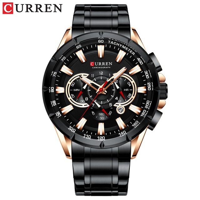 CURREN New Sport Chronograph Men&apos;s Watches Stainless Steel Band Wristwatch Quartz Watches Men Sales