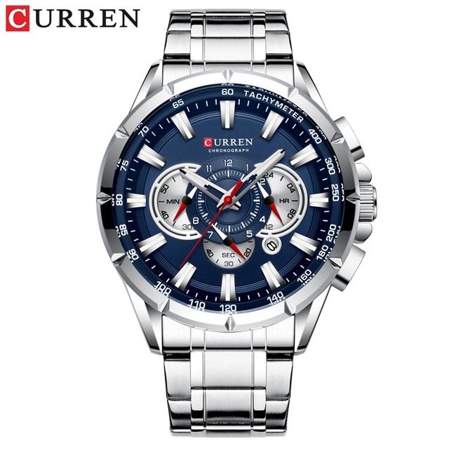 CURREN New Sport Chronograph Men&apos;s Watches Stainless Steel Band Wristwatch Quartz Watches Men Sales
