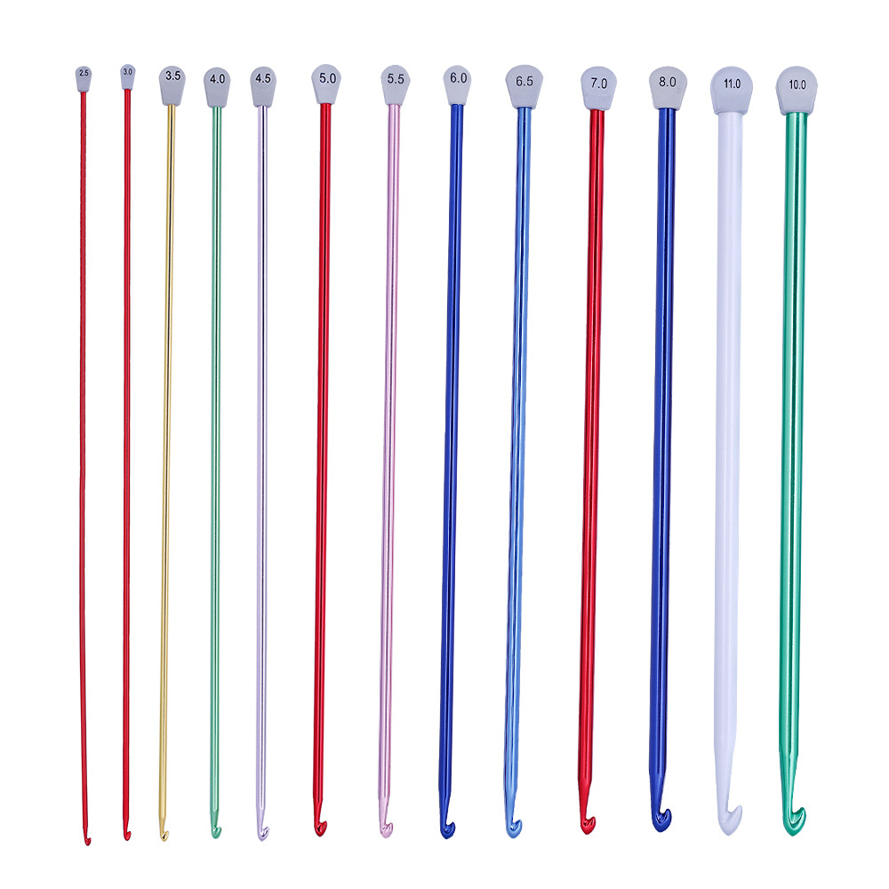 14 Size/Set Tunisian Afghan Crochet Hooks Multicolor Aluminum Knitting Needles Hook Crochet Hooks