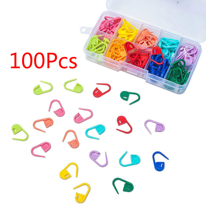 100Pcs Colorful Plastic Knitting Crochet Locking Markers Needle Clip Stitch Markers Sewing Tool