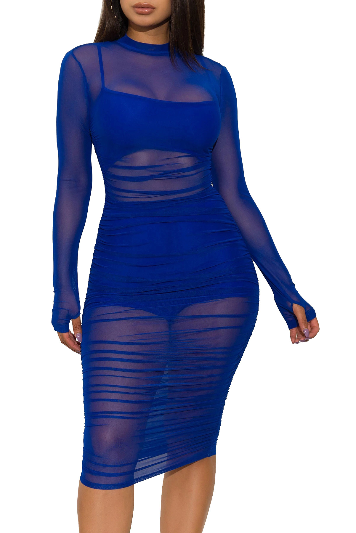 3Pcs Sets Outfits Fashion Women Dresses Solid Mesh See Through Night Club Dress Vest And Shorts Set