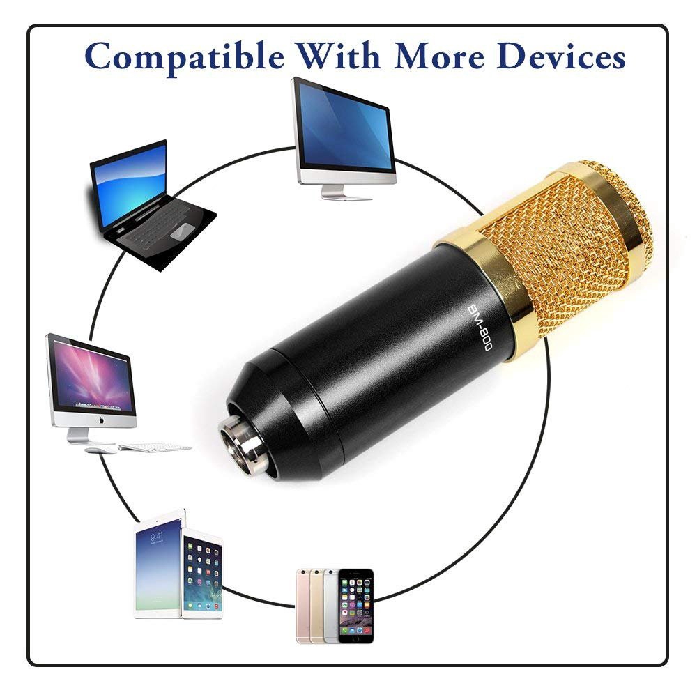 BM800 Karaoke Condenser Microphone Professional Studio Mic Recording Broadcasting Speaker System