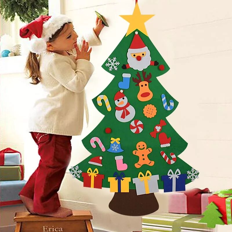 DIY Felt Christmas Tree Christmas Gifts Christmas Ornaments Santa Claus Xmas Tree Party Supplies