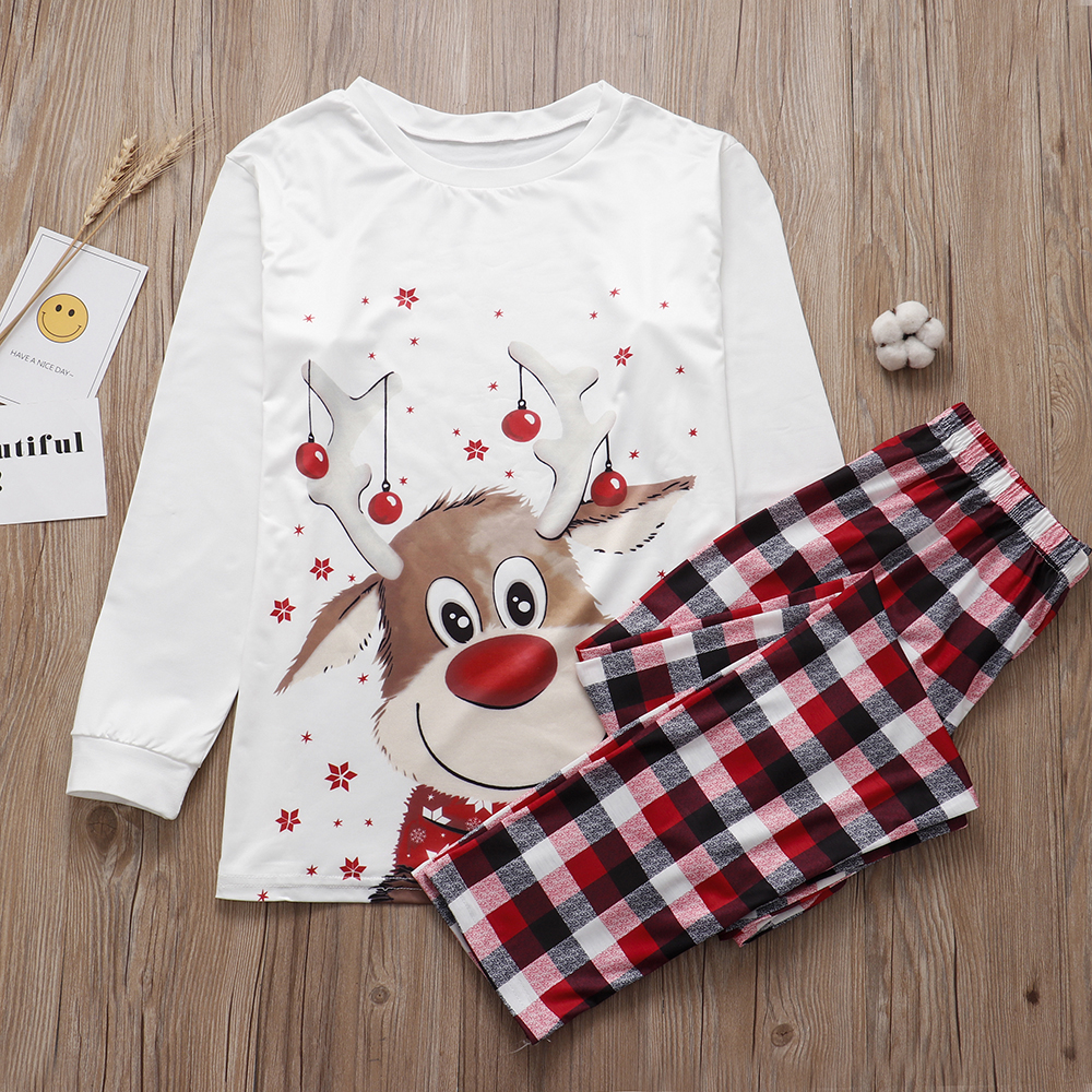Christmas Clothes Family Pajamas Set Deer Adult Kid Clothes Top+Pants Xmas Sleepwear Set Baby Romper