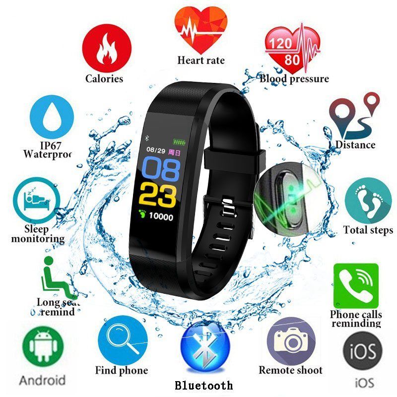 Smart Band Fitness Tracker Heart Rate Tracker Sports Record Blood Pressure Testing Smart Bracelet